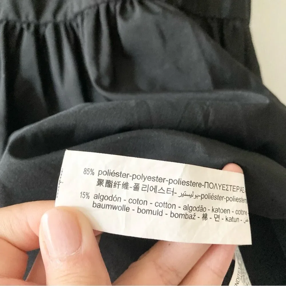 Zara Black Tiered Poplin Open Back‎ Mini Dress XS